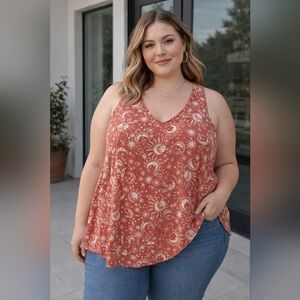 NWT TORRID/ Sleeveless Atlas Celestial Top in Color Desert Sand/ Challis/Size 00